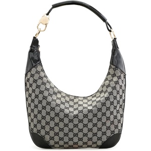 WHAT GOES AROUND COMES AROUND Women’s Pre-Loved Gucci Canvas Hobo Bag(Black)