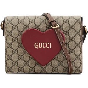 WHAT GOES AROUND COMES AROUND Women’s Pre-Loved Gucci Coated Canvas Heart Crossbody Bag(Brown)