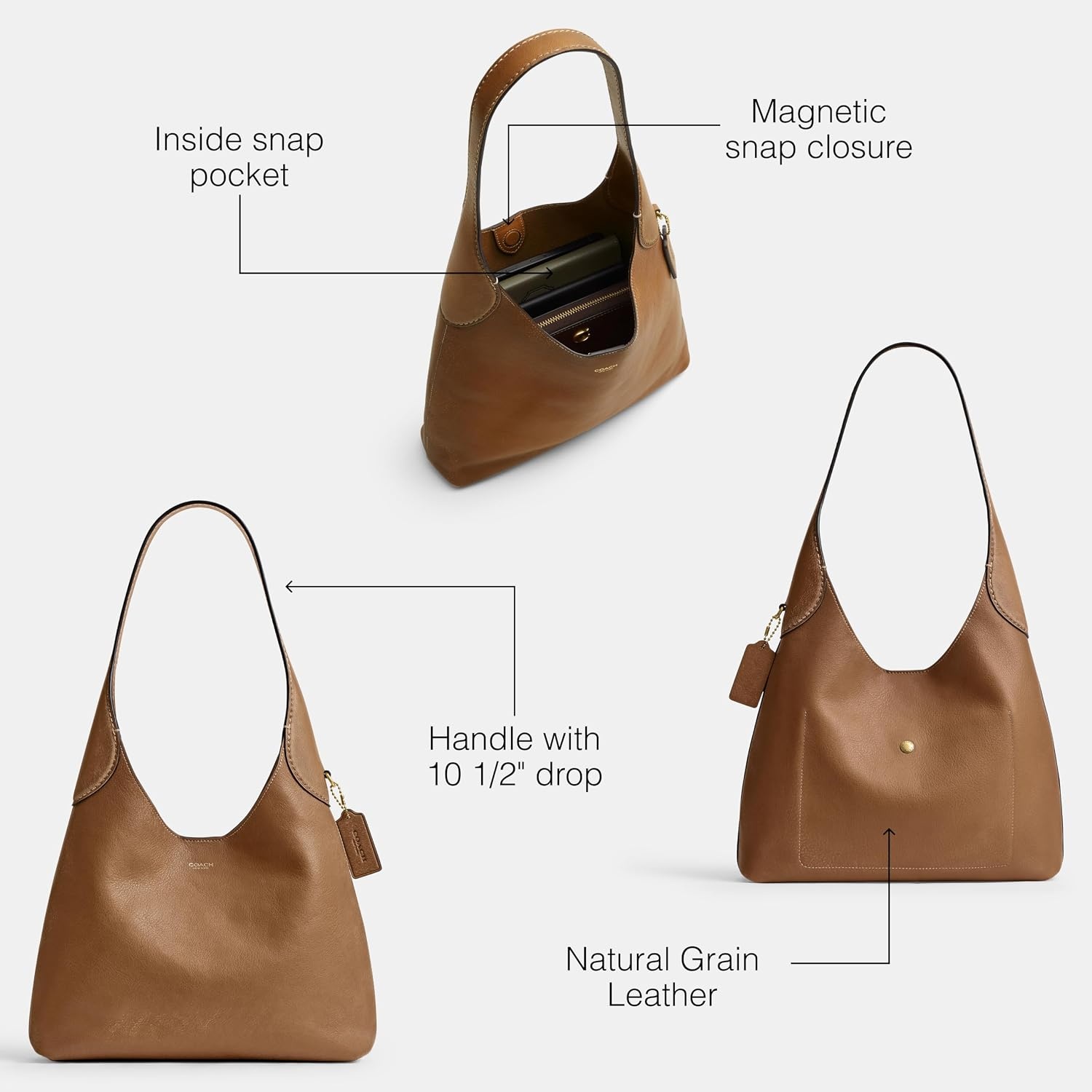 image:imageCoach Brooklyn Shoulder Bag 28BrassHoney Brown