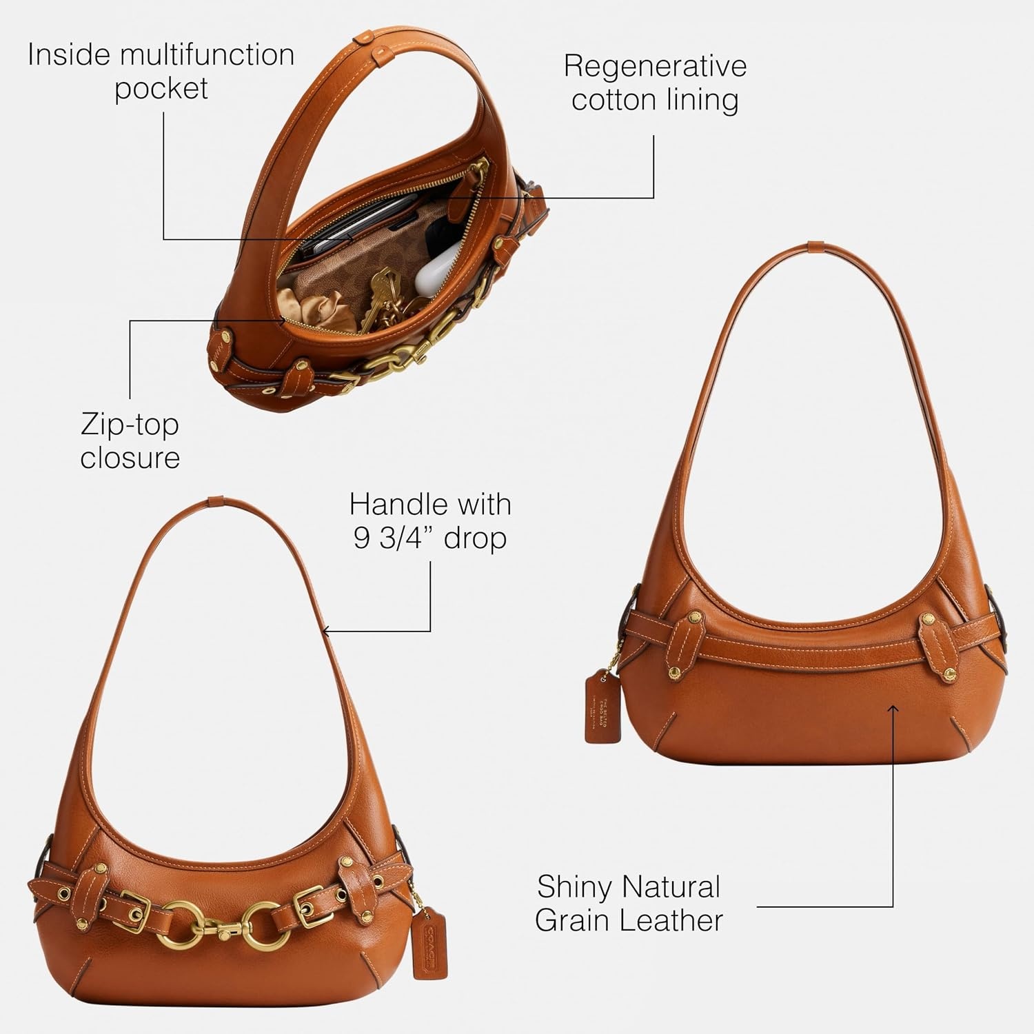 image:imageCoach Womens Belted Ergo Shoulder Bag 26Amber Brown