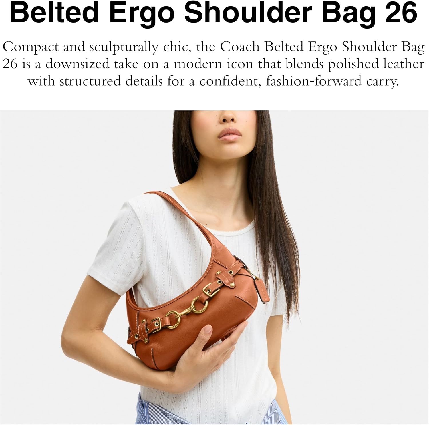 image:imageCoach Womens Belted Ergo Shoulder Bag 26Amber Brown