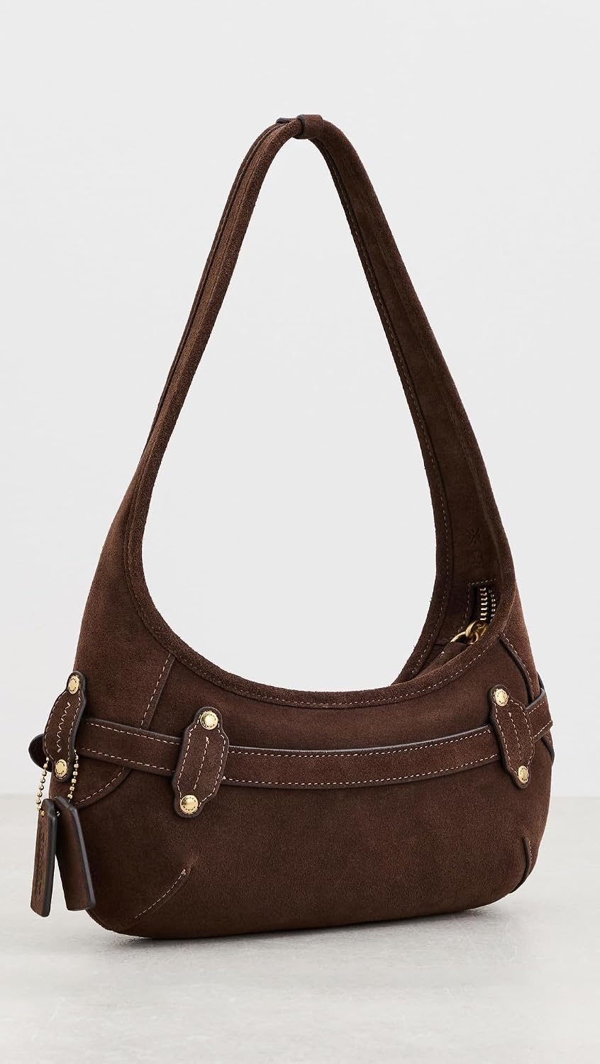 image:imageCoach Womens Belted Ergo Shoulder Bag 26Dark Chocolate Suede