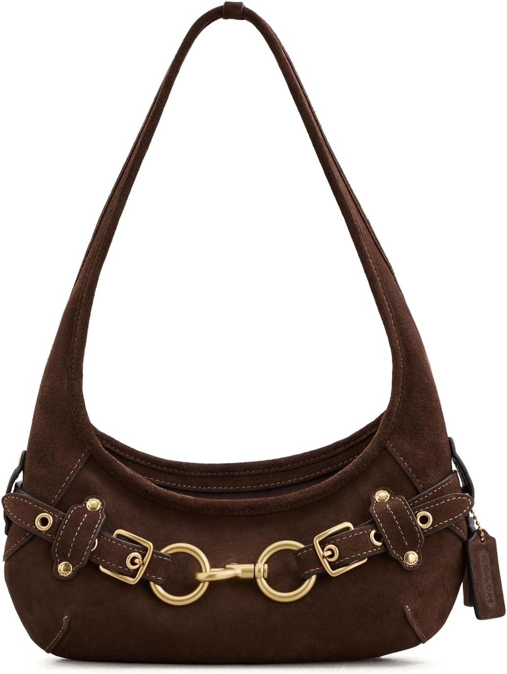 image:imageCoach Womens Belted Ergo Shoulder Bag 26Dark Chocolate Suede