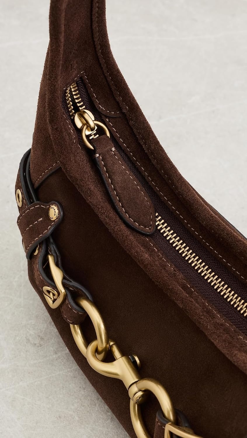 image:imageCoach Womens Belted Ergo Shoulder Bag 26Dark Chocolate Suede