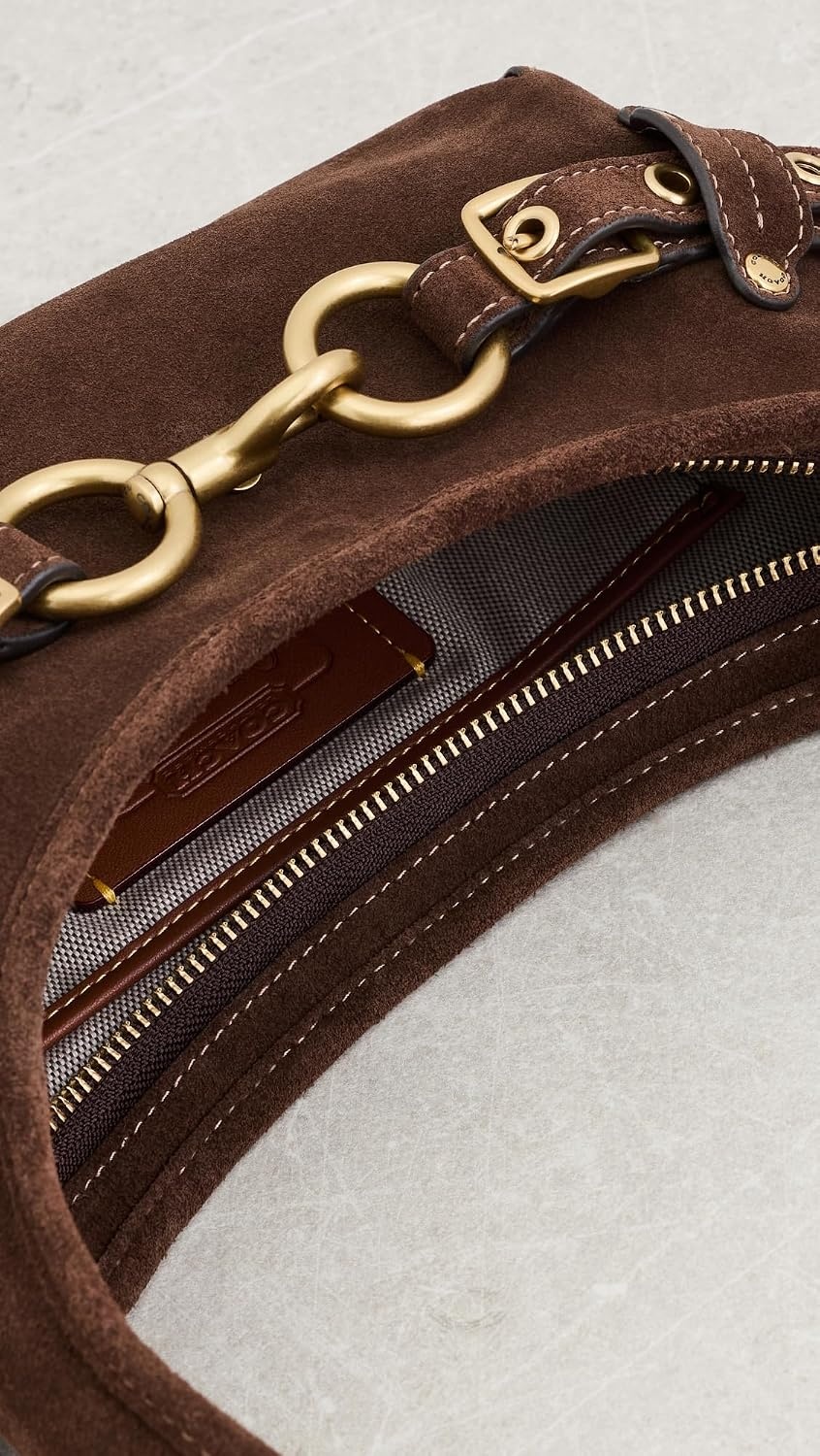 image:imageCoach Womens Belted Ergo Shoulder Bag 26Dark Chocolate Suede
