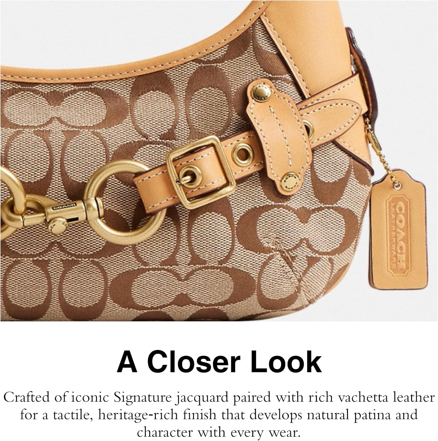 image:imageCoach Womens Belted Ergo Shoulder Bag 26Khaki Light Peach
