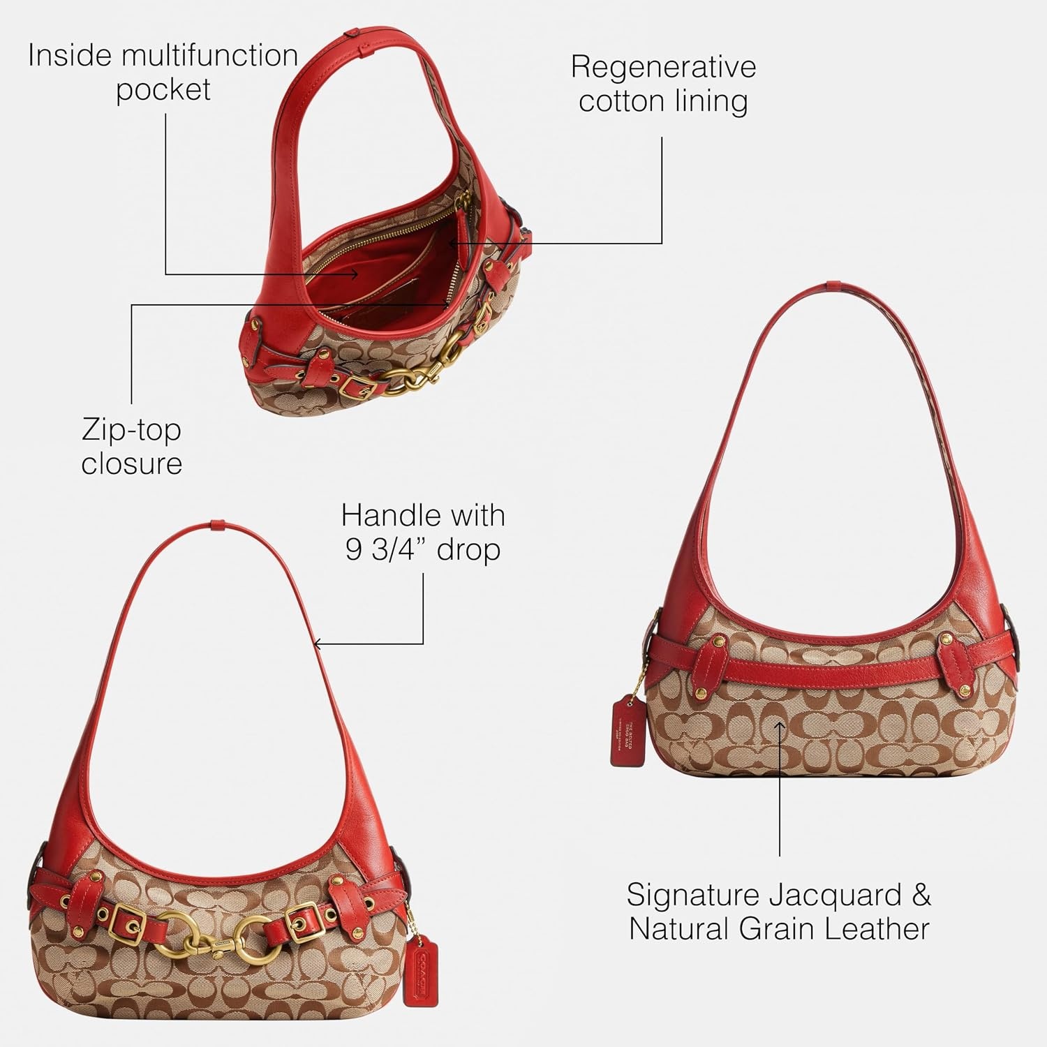 image:imageCoach Womens Belted Ergo Shoulder Bag 26Poppy Signature