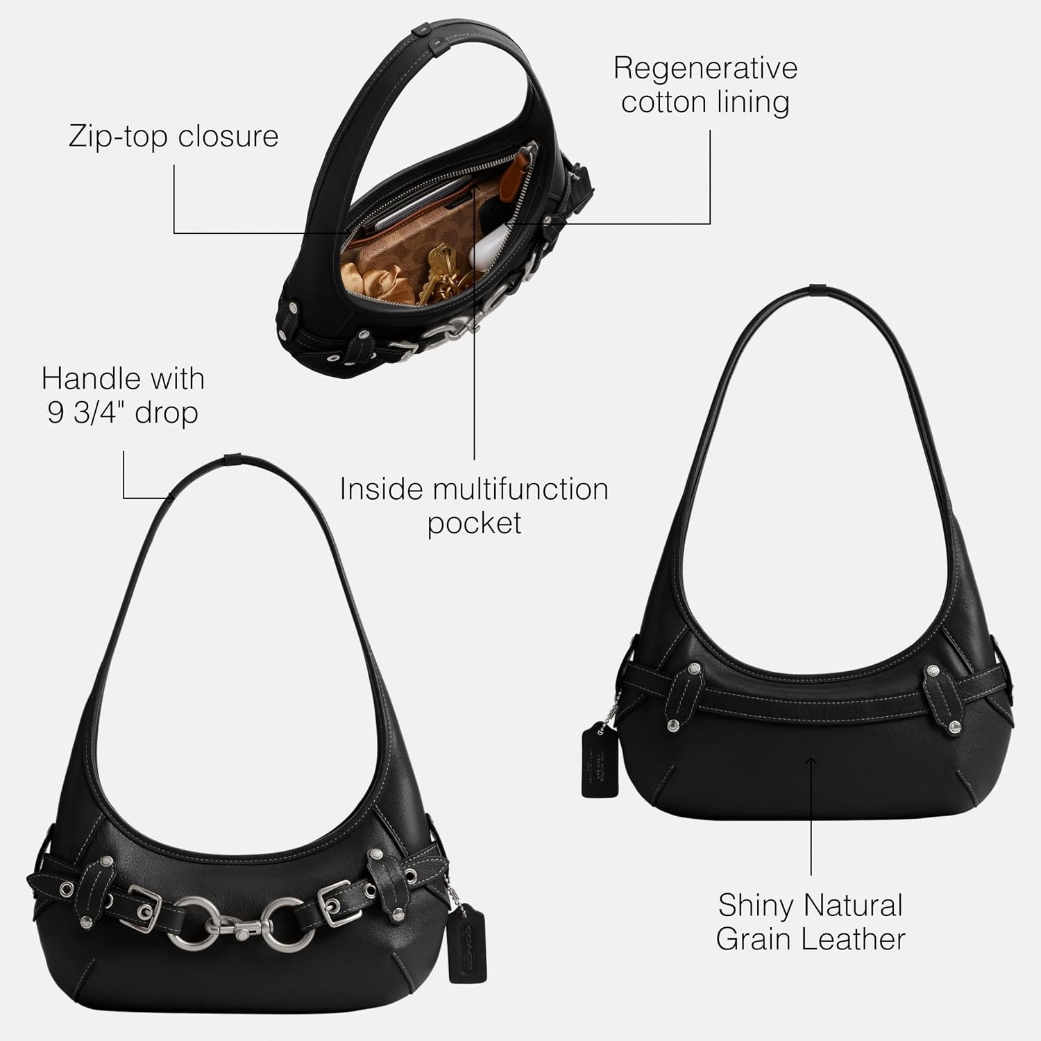 image:imageCoach Womens Belted Ergo Shoulder Bag 26SilverBlack