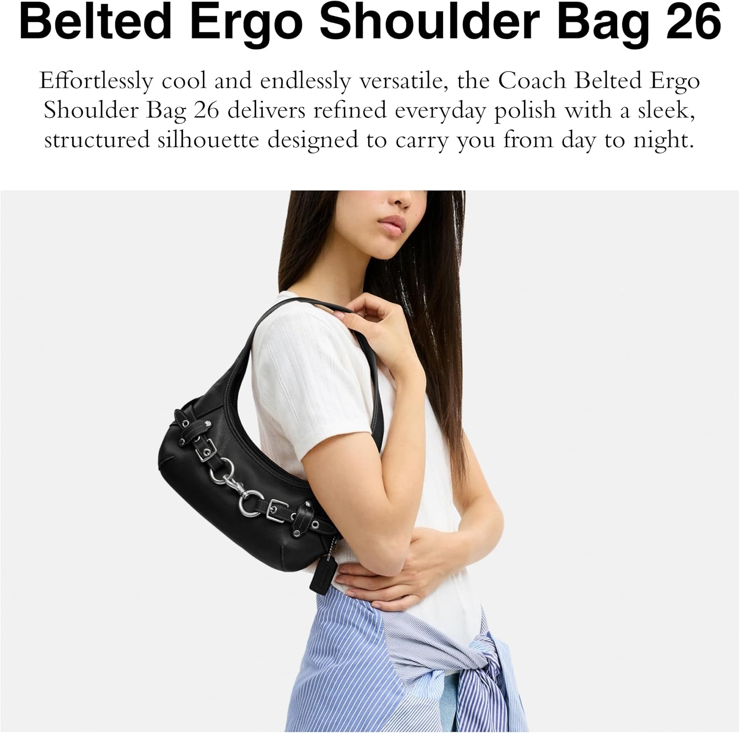 image:imageCoach Womens Belted Ergo Shoulder Bag 26SilverBlack