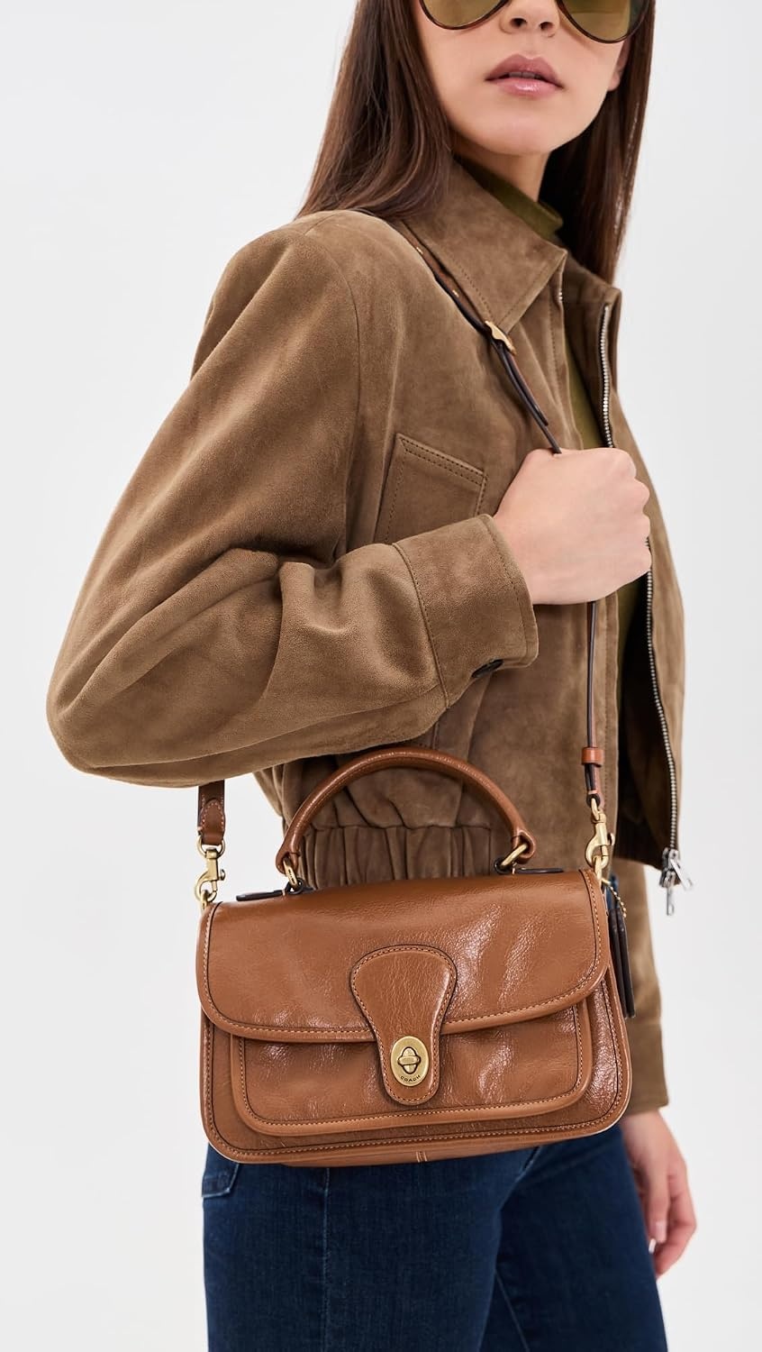 image:imageCoach Womens Glazed Grain Leather Metropolitan Bag 24BrassAmber Brown