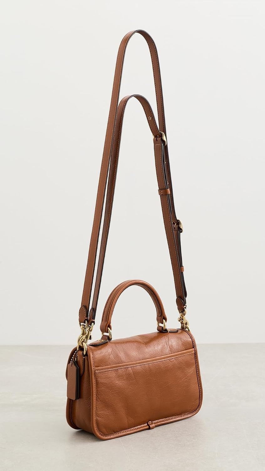image:imageCoach Womens Glazed Grain Leather Metropolitan Bag 24BrassAmber Brown