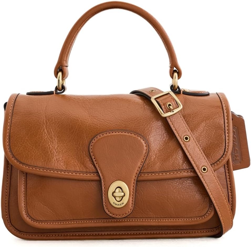 image:imageCoach Womens Glazed Grain Leather Metropolitan Bag 24BrassAmber Brown