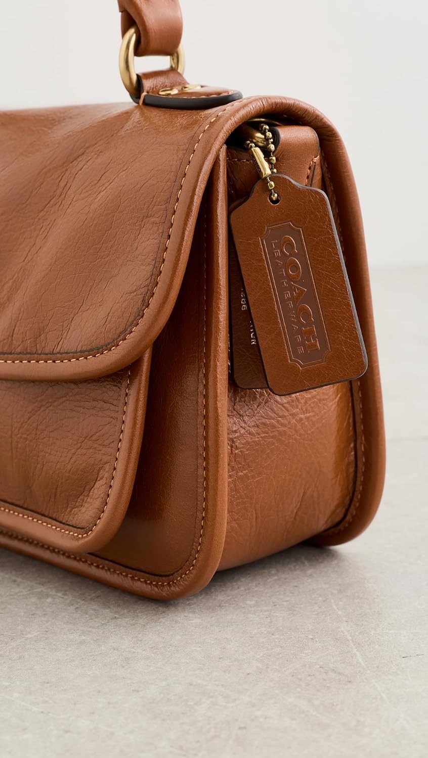 image:imageCoach Womens Glazed Grain Leather Metropolitan Bag 24BrassAmber Brown
