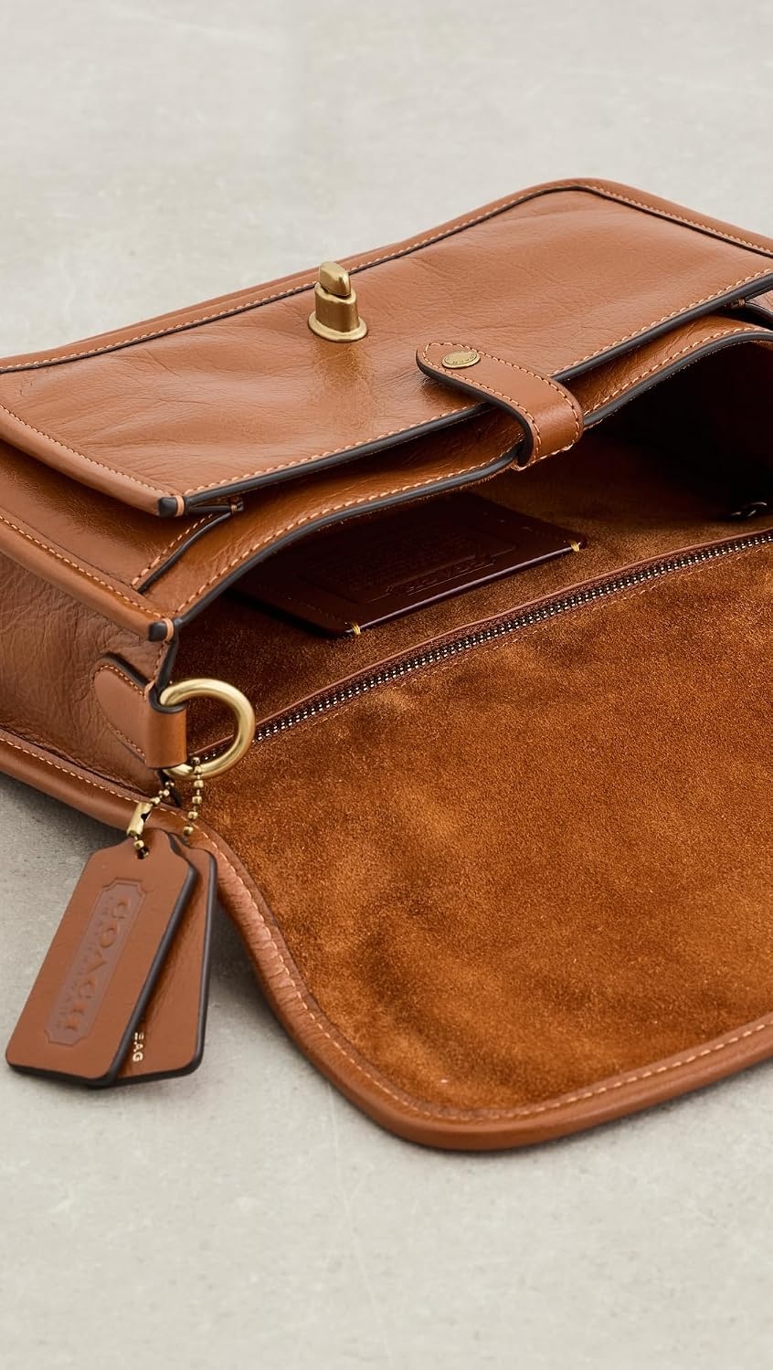 image:imageCoach Womens Glazed Grain Leather Metropolitan Bag 24BrassAmber Brown