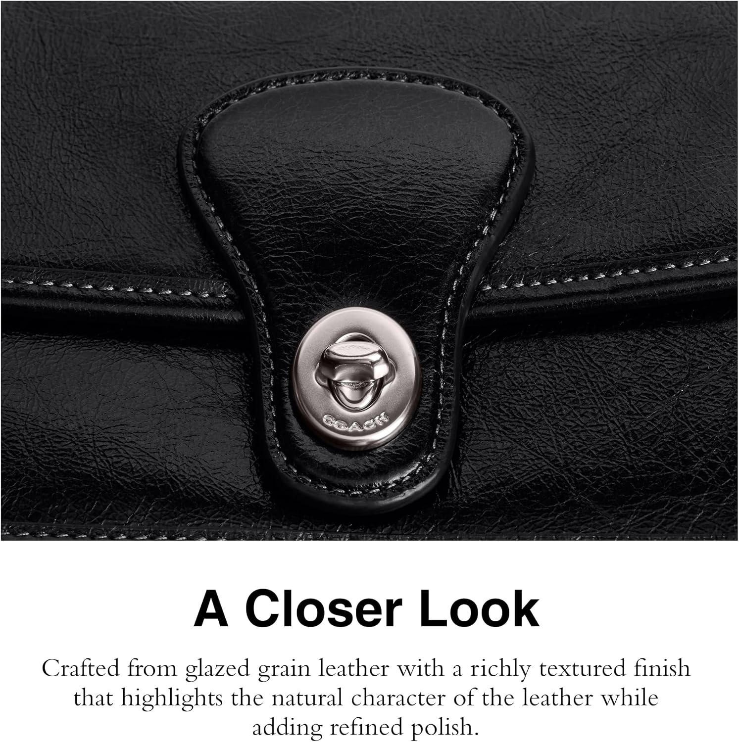 image:imageCoach Womens Glazed Grain Leather Metropolitan Bag 24SilverBlack