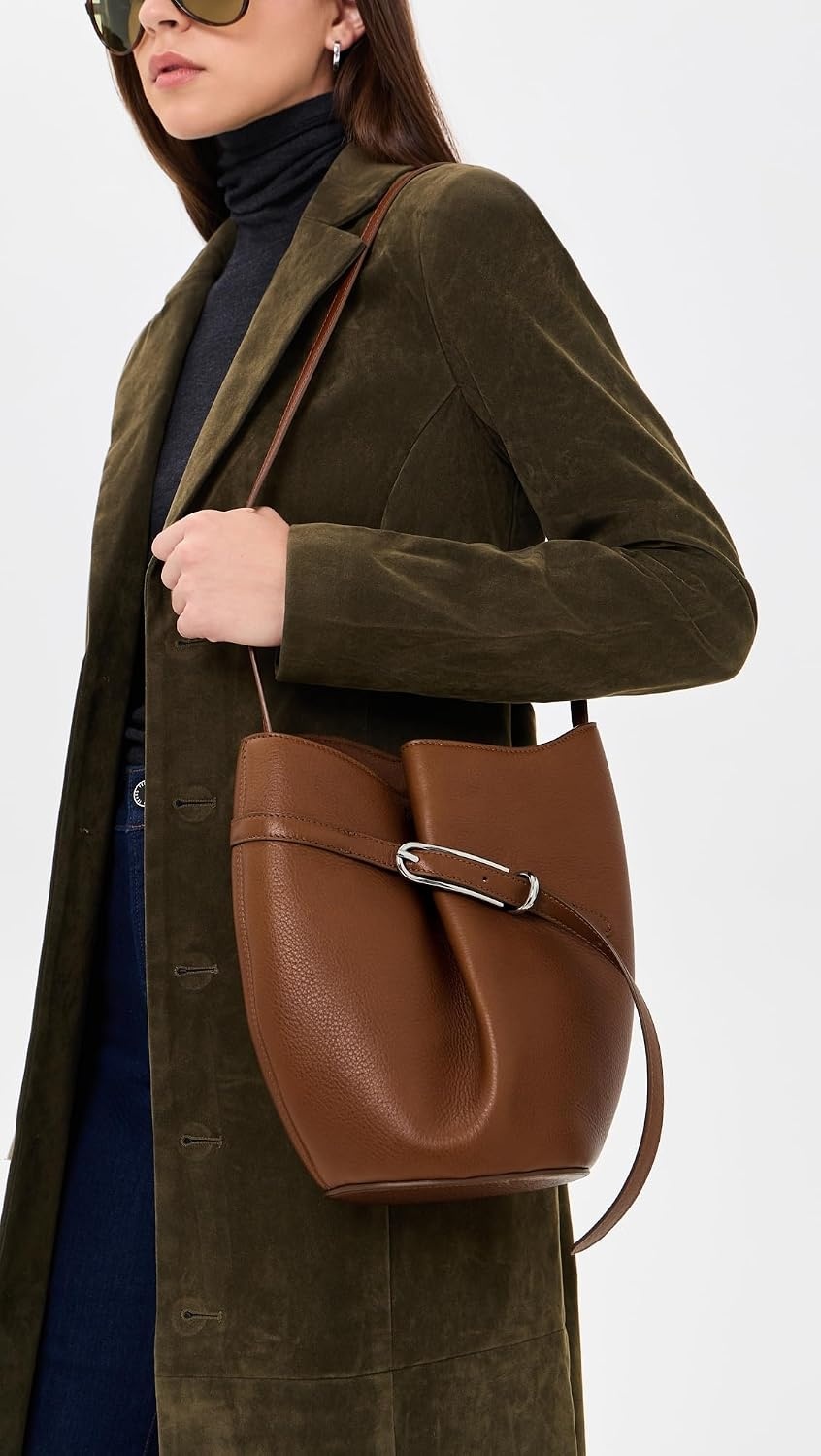 image:imageLiffner Womens Belted Bucket BagChestnutSilver Hardware