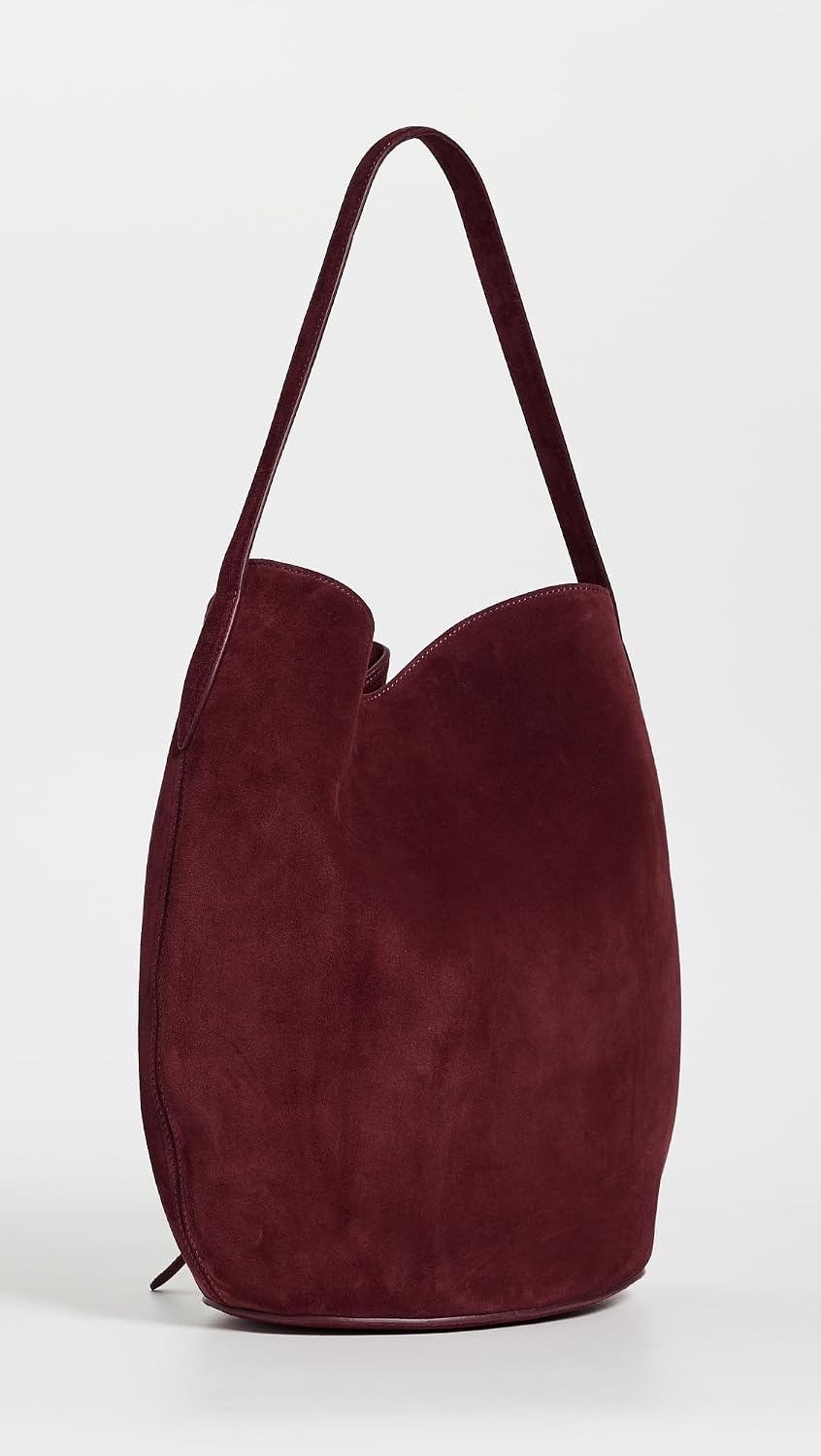 image:imageLiffner Womens Large Belted Bucket BagBurgundyGold Hardware