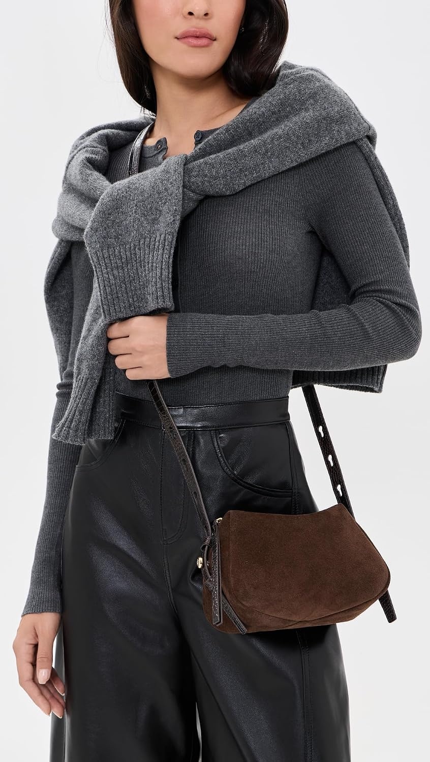 image:imageTory Burch Womens Romy T Monogram Soft Crossbody BagDark Cocoa