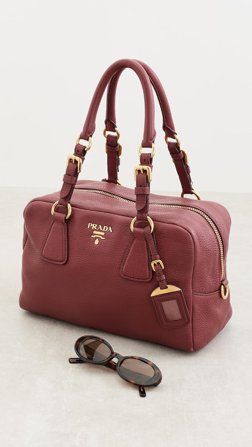 image:imageWHAT GOES AROUND COMES AROUND Womens PreLoved Prada Vitello Daino Bauletto BagBurgundy