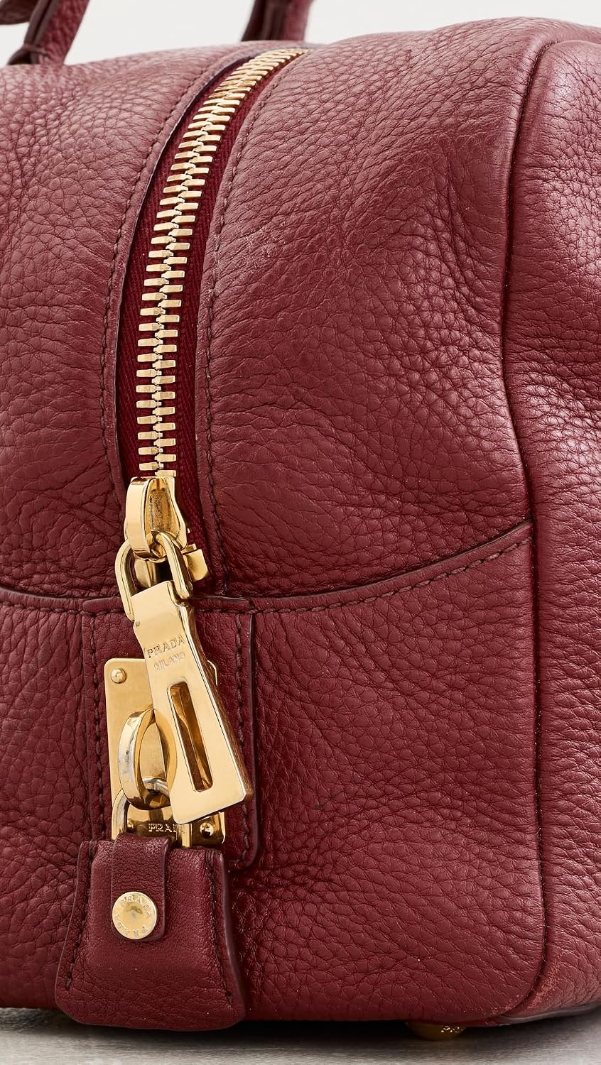 image:imageWHAT GOES AROUND COMES AROUND Womens PreLoved Prada Vitello Daino Bauletto BagBurgundy