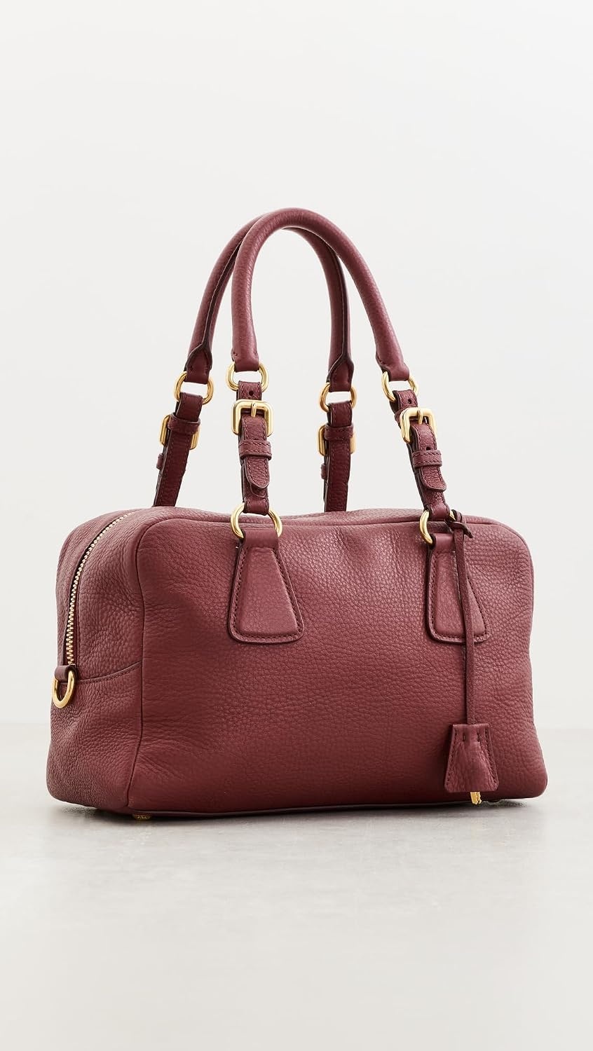 image:imageWHAT GOES AROUND COMES AROUND Womens PreLoved Prada Vitello Daino Bauletto BagBurgundy
