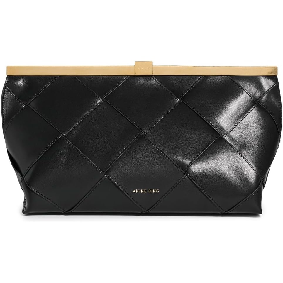 image:imageANINE BING Womens Anine Clutch Braided LeatherBlack