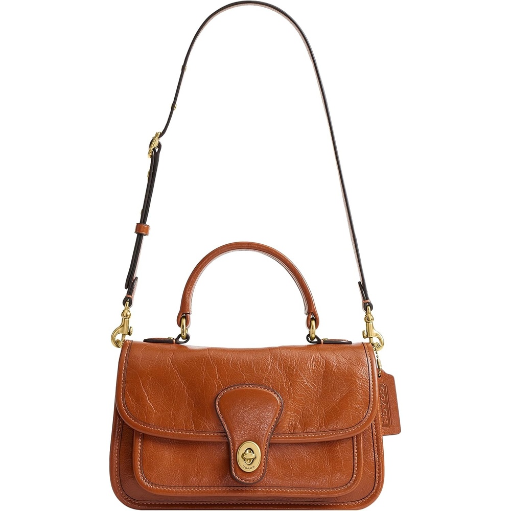 image:imageCoach Womens Glazed Grain Leather Metropolitan Bag 24BrassAmber Brown