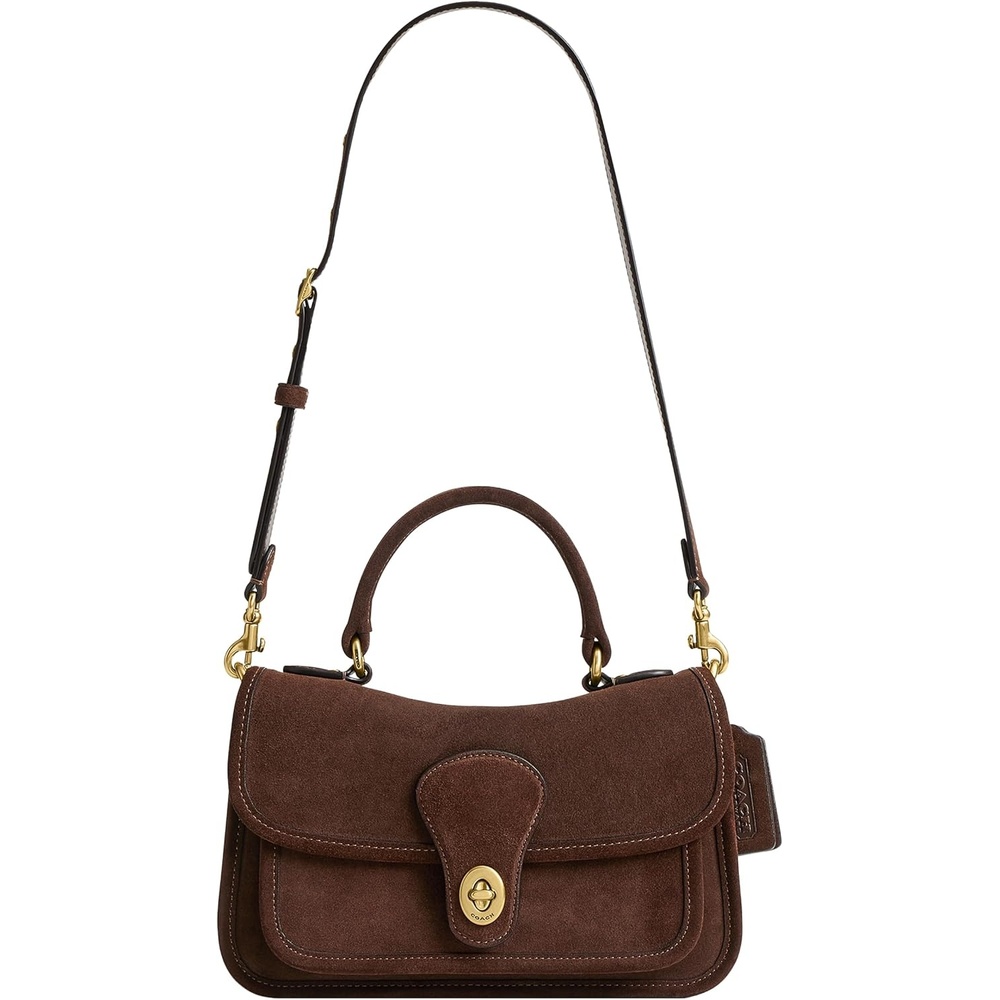 image:imageCoach Womens Glazed Grain Leather Metropolitan Bag 24BrassDark Chocolate