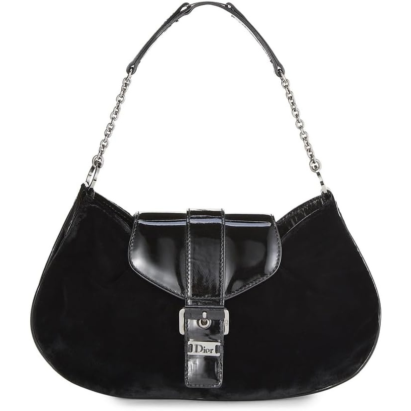 image:imageWHAT GOES AROUND COMES AROUND Womens PreLoved Dior Black Velvet Mini HandbagBlack