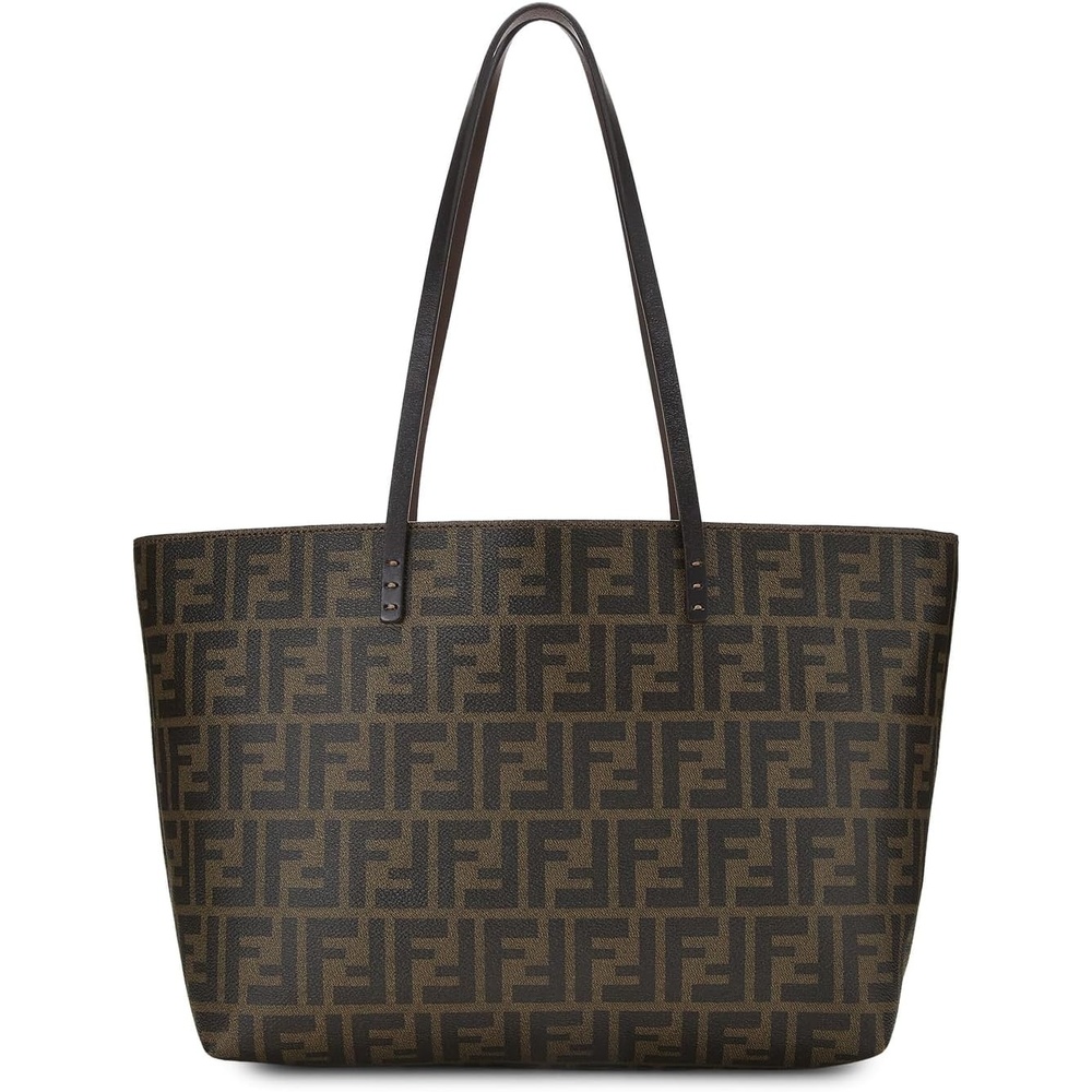 image:imageWHAT GOES AROUND COMES AROUND Womens PreLoved Fendi Brown Coated Canvas Roll ToteBrown
