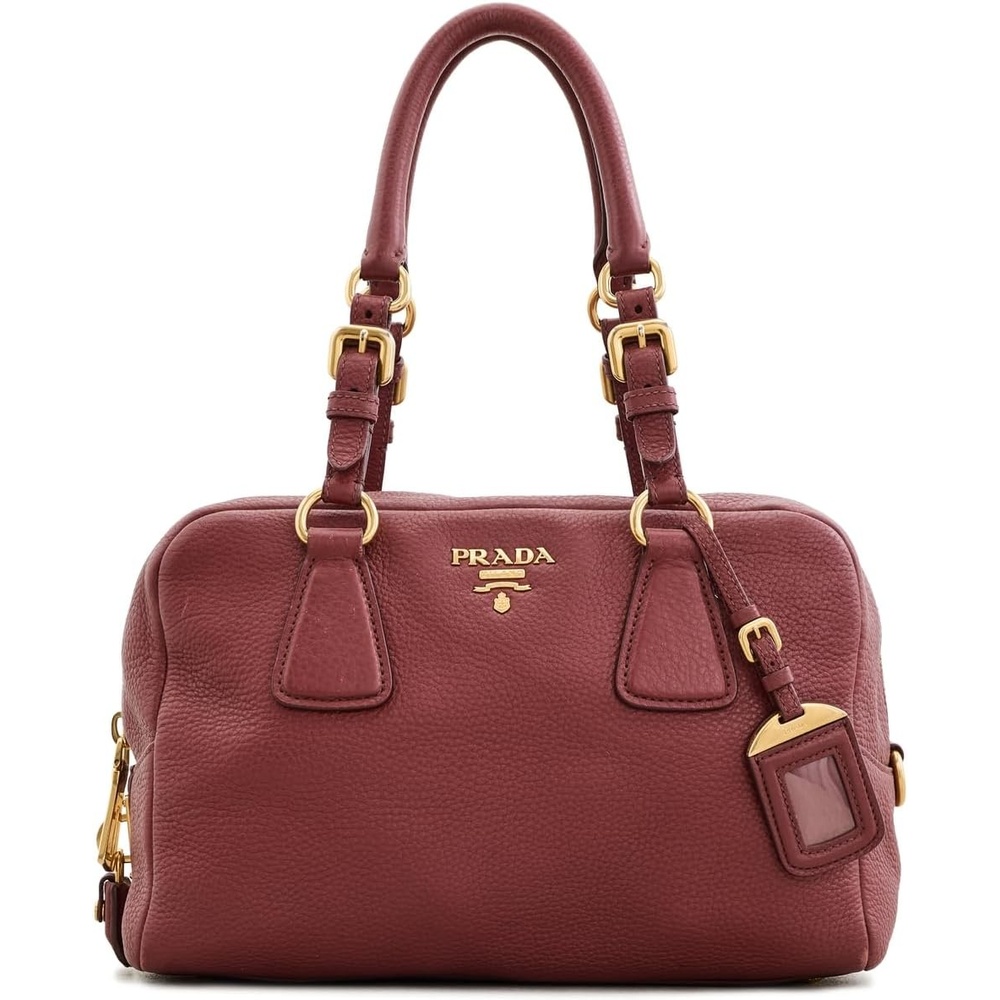 image:imageWHAT GOES AROUND COMES AROUND Womens PreLoved Prada Vitello Daino Bauletto BagBurgundy