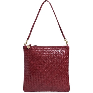 Clare V. Women’s Medium Woven Diagonal Foldover Clutch(Garnet)