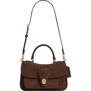 Coach Women’s Glazed Grain Leather Metropolitan Bag 24(Brass/Dark Chocolate)