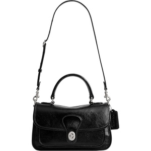 Coach Women’s Glazed Grain Leather Metropolitan Bag 24(Silver/Black)