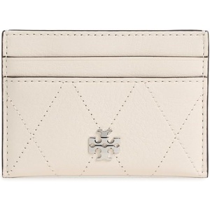 Tory Burch Women’s Charlie Quilted Card Case, Black, One Size(Light Cream)