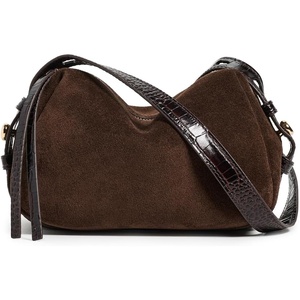 Tory Burch Women’s Romy T Monogram Soft Crossbody Bag(Dark Cocoa)