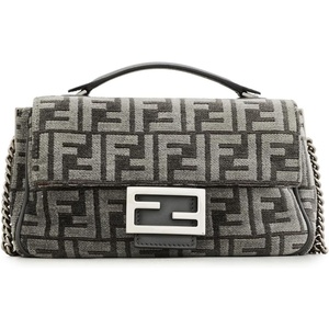 WHAT GOES AROUND COMES AROUND Women’s Pre-Loved Fendi Velour Baguette Chain Midi Bag(Grey)