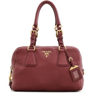 WHAT GOES AROUND COMES AROUND Women’s Pre-Loved Prada Vitello Daino Bauletto Bag(Burgundy)